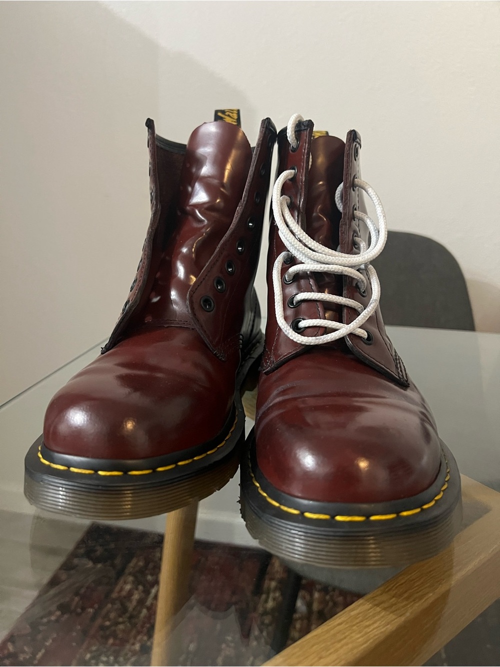 Dr. Martens Cherry Red Leather Lace-Up Boots